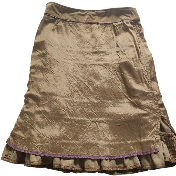 VTG Anthropologie Odille Brown Velvet Ruffle Tiered Skirt Size 6 - Picture 6 of 8